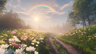 唯美梦幻花田场景