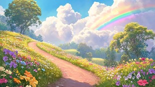 唯美梦幻花田场景