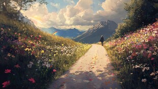 唯美梦幻花田场景