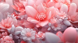 3d浮雕缤纷花卉