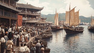 古代航海贸易场景