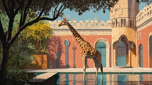 大门口的长颈鹿