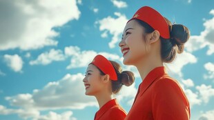 阳光下的乘务员