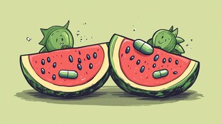 手绘西瓜插画图