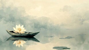 一叶孤舟意境画