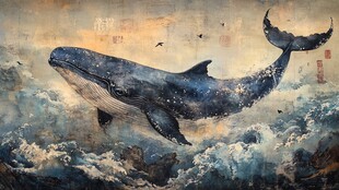 高清手绘鲸鱼