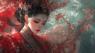 红衣少女设计古风