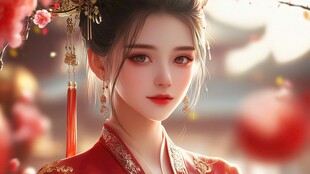 红衣少女设计古风