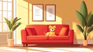 客厅场景插画