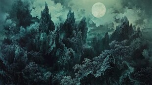 夜景山水画