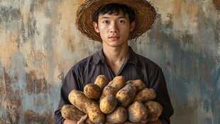 抱土豆的男孩