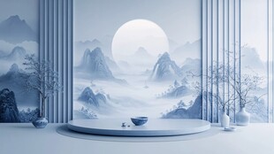 新中式山水禅意山水