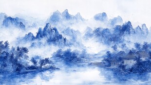 蓝色广西水彩背景