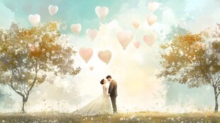 浪漫情侣插画背景