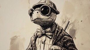 穿风衣的青蛙形象