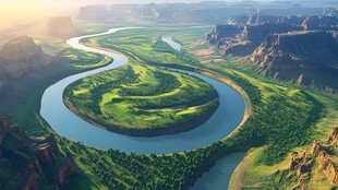 蜿蜒河道河谷