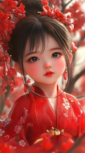 红衣少女设计古风