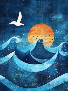 古风海浪包装插画