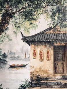 江南水乡风情壁画