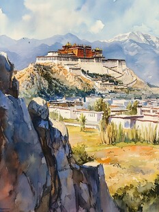 布达拉宫水彩