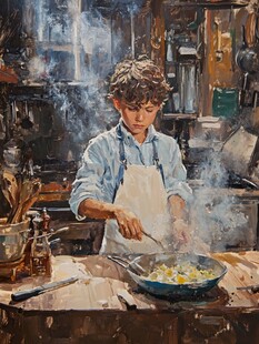 做美食男孩插画