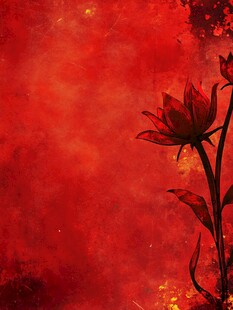 手绘红色花卉梦幻背景