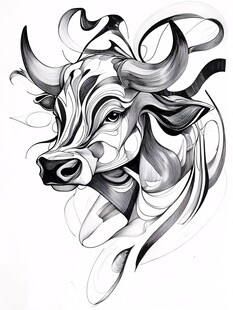 牛头手绘素材