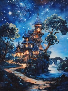 梦幻夜景插画