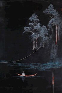 一叶孤舟意境画