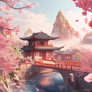 古风场景春暖花开