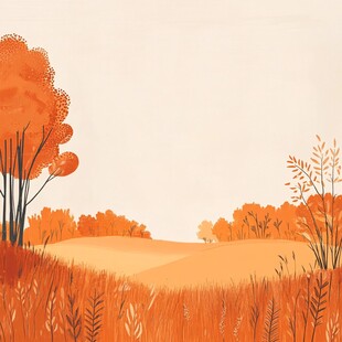 秋天插画草原