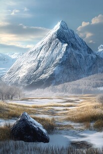 雪山河流湿地草壁纸