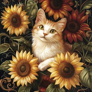 猫咪与鲜花
