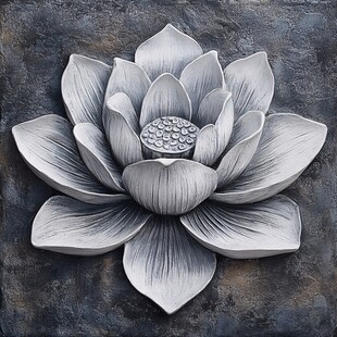 手绘金属质感荷花