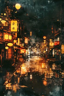 雨巷插画