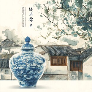 青花陶瓷画面