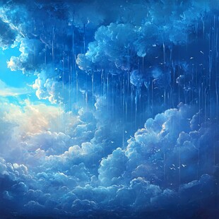 云朵雨滴背景墙