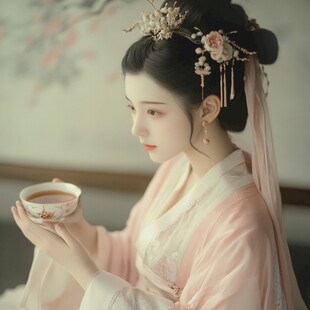 古风美女喝茶