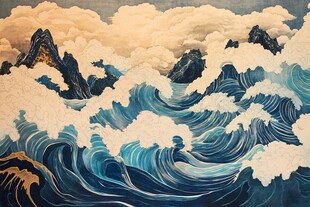 海浪仙鹤海浪酒店壁画