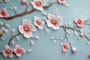浮雕桃花