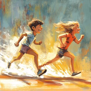 绘本运动跑步插画