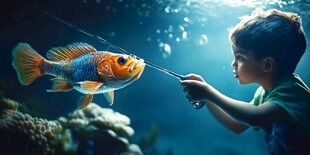 水族馆看鱼的小孩