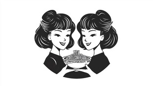 卡通女孩拉面logo