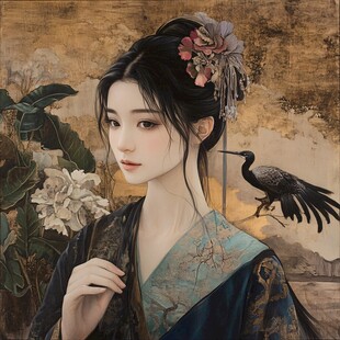 古风美女头像插画封面