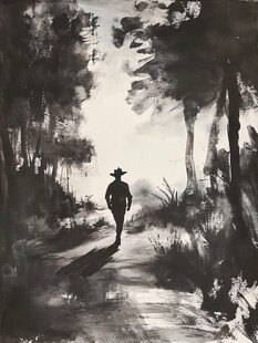 人物剪影油画