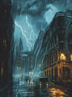 暴雨中的城市