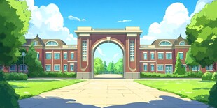 校门插画