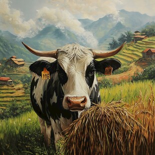 3d牛装饰画
