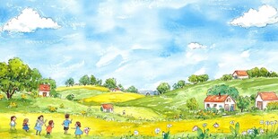 乡村场景插画