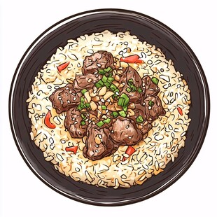 牛肉丸面美食插画